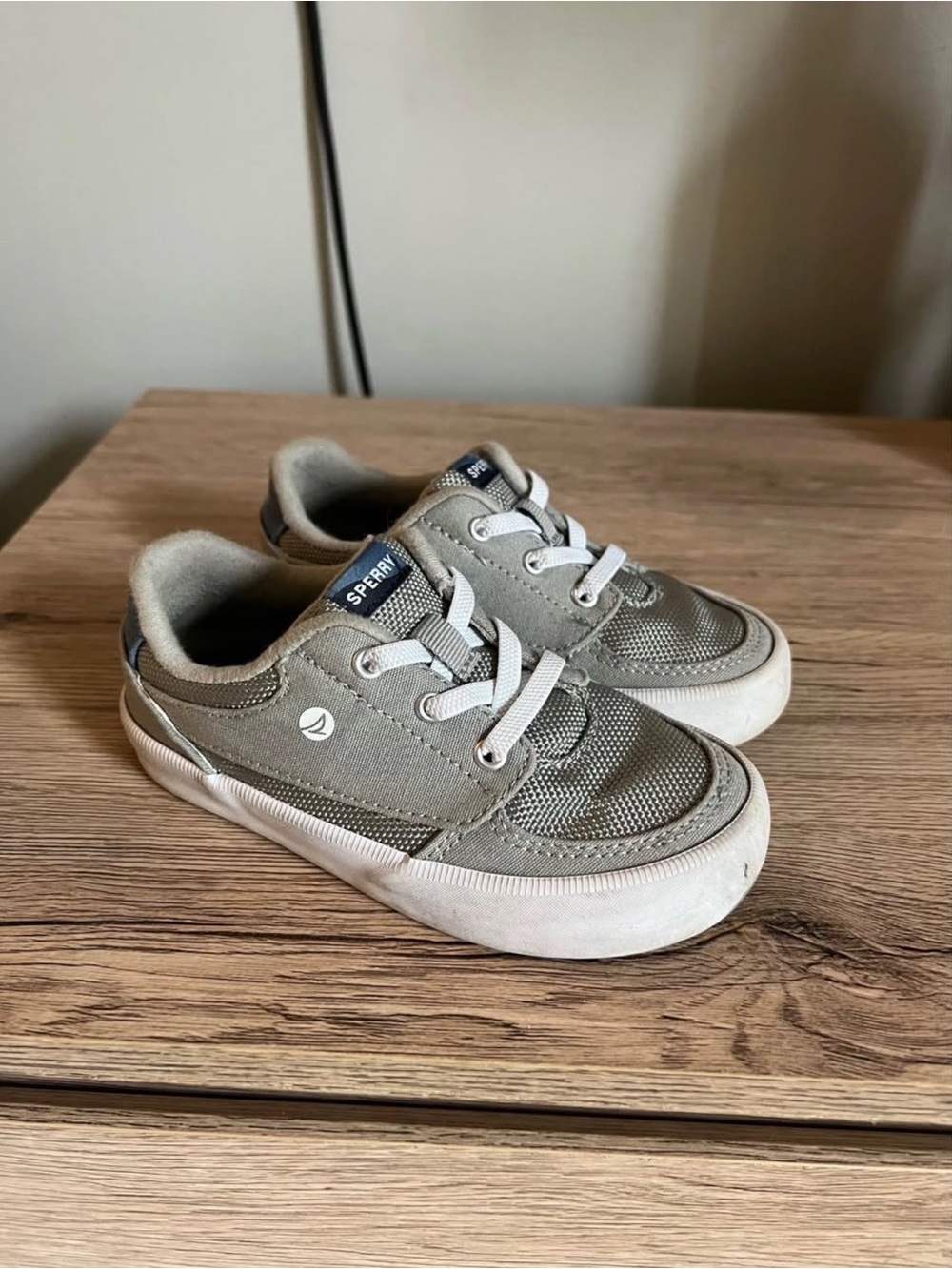 Sperry Kids Olive Gray Canvas & Mesh Sneakers